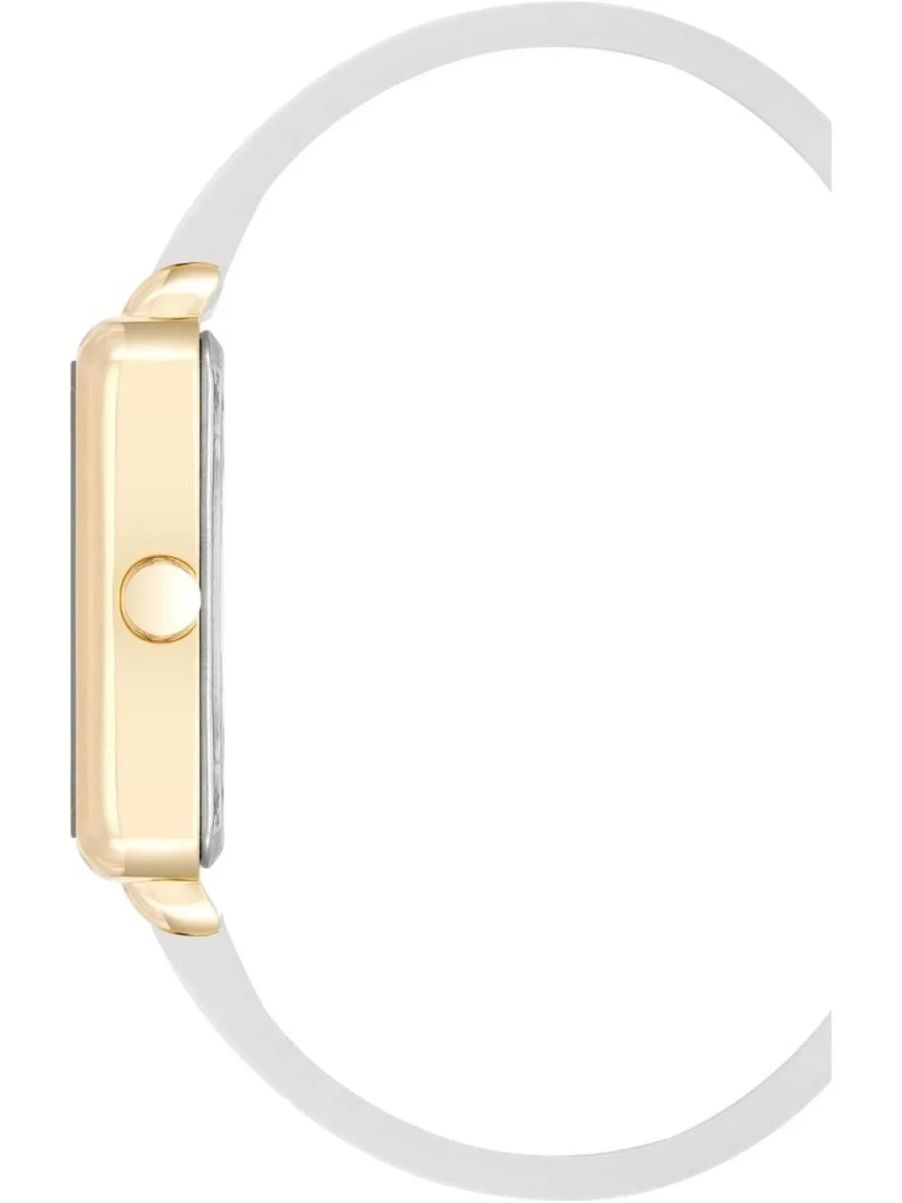 Women's White Gold Crystal Lens Faux Leather Strap Stylish Dress Wrist Watch